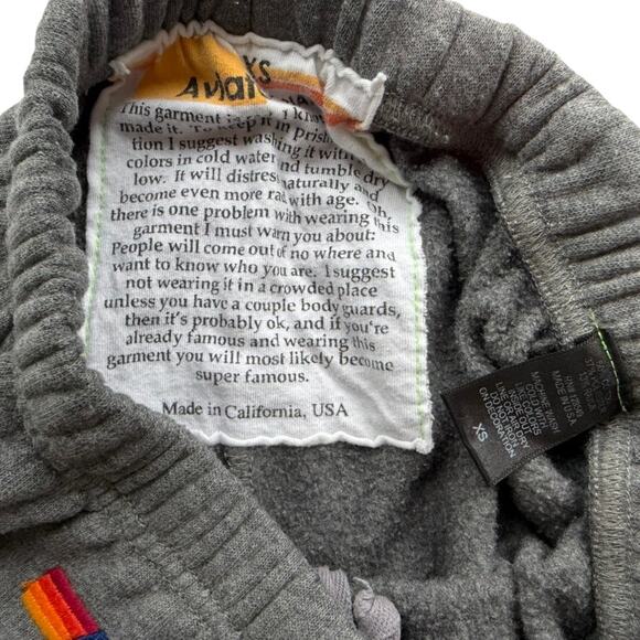 Aviator Nation Rainbow Leg Stripe Sweatpant Grey Size XS Jogger High Rise Cotton - Picture 4 of 6